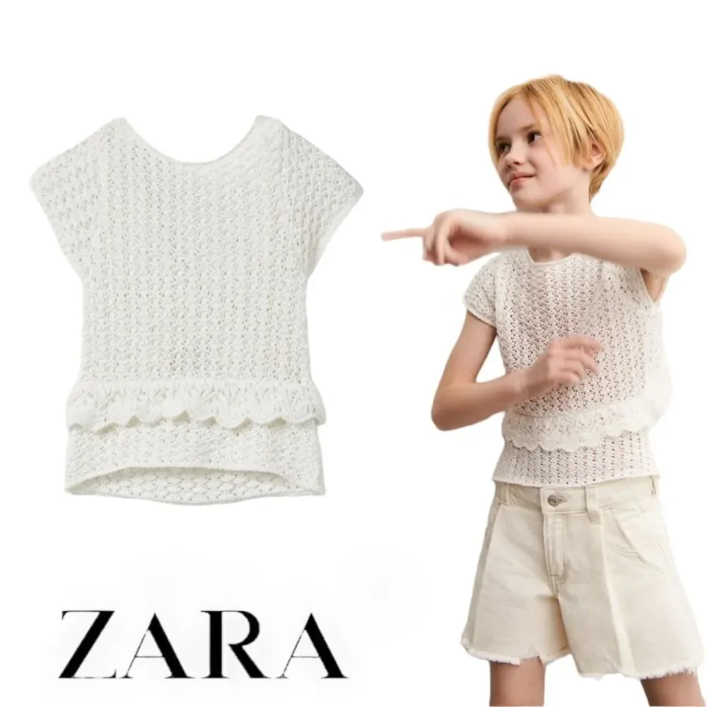 ZARA Kids | Ecru | RUFFLED CUT OUT KNIT TOP